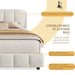 Queen Size Platform Bed with Boucle Fabric, Soft Boucle Fabric Upholstered Platform bed with Curve-Shaped Design Headboard, Beige, Easy Assembly - DTYStore