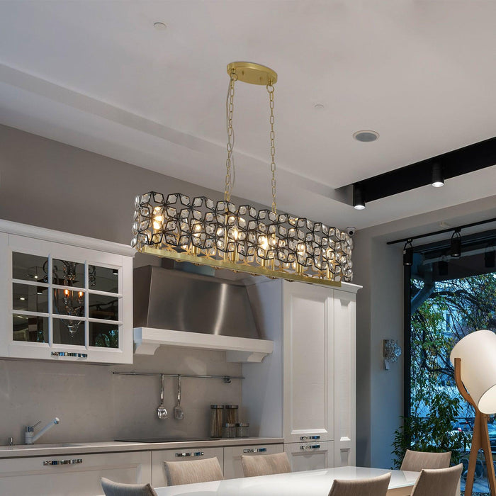 Modern Champagne Gold Oval Crystal ceiling chandelier Luxury Home Decor Light Fixture - DTYStore