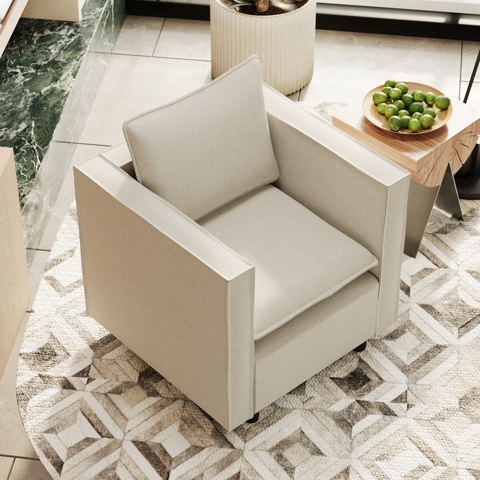 Decorative chairs, comfortable single sofa chairs in beige, soft and breathable seat cushions, soft cushioned armchairs, modern and comfortable sofa chairs in bedrooms/corners/reading rooms