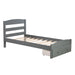 Platform Twin Bed Frame with Storage Drawer and Wood Slat Support No Box Spring Needed, Gray - DTYStore