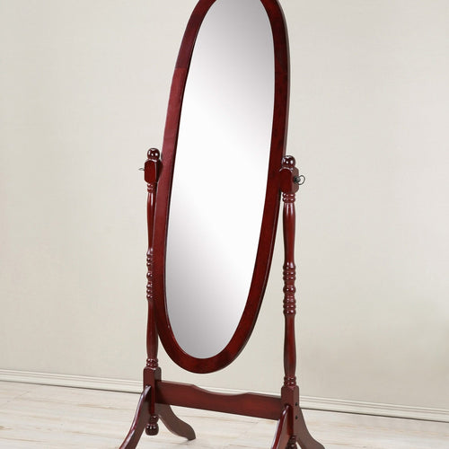 Traditional Queen Anna Style Wood Floor Cheval Mirror, Cherry Finish - Image 1