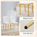 Luxury Simple Chair - Set of 6 White PU Material High Resilience Dining Chair with Metal Gold Leg.The Chair Back Has a Vertical Stripe Design With Smooth And Uniform Lines. - DTYStore
