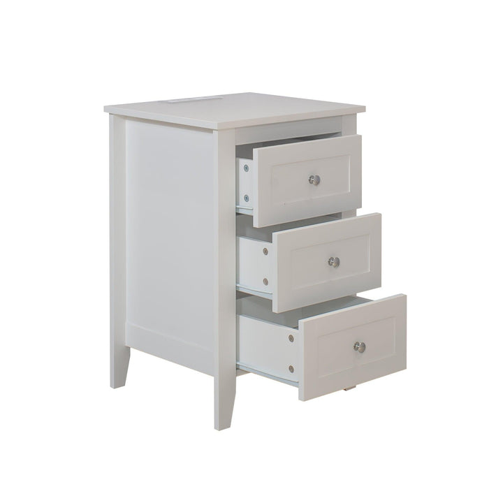 Set of 2 Pcs White 3 Drawer Nightstand with Charging Station and USB Ports & Power Outlets,Wooden Bed Side Table/End Table Modern Night Stands for Bedrooms - DTYStore