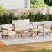 4-Pieces Acacia Wood Patio Furniture Set, Outdoor Furniture with Coffee Table, Patio Conversation Set Deep Seating with Soft Cushion, Porch Chairs for Garden, Backyard Porch Balcony, Brown wash, Beige - DTYStore