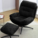 065C Rocking and Swivel Leisure chair lounge chair velvet BLACK color with ottoman Default -DTYStore