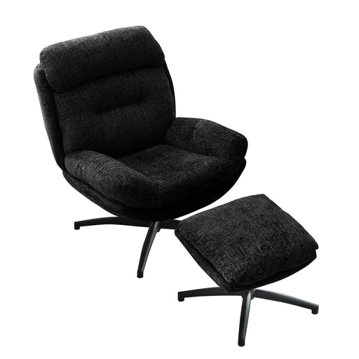 065C Rocking and Swivel Leisure chair lounge chair velvet BLACK color with ottoman Default -DTYStore