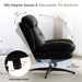 065C Rocking and Swivel Leisure chair lounge chair velvet BLACK color with ottoman Default -DTYStore