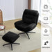 065C Rocking and Swivel Leisure chair lounge chair velvet BLACK color with ottoman Default -DTYStore