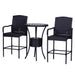 Outsunny Rattan Wicker Bar Set for 3 PCS with Ice Buckets, Patio Furniture with 1 Bar Table and 2 Bar Stools for Poolside, Backyard, Porches - DTYStore