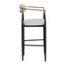 Barstools Set of 2, Counter Height Upholstered Bar Stools with Back for Kitchen Island, Beige Faux PU Leather Seating Black Iron Legs 260LBS Weight Capacity - DTYStore