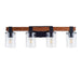 4-Light E26 Bulb Industrial Style Farmhouse Wall Light , Rustic Wood Bathroom Vanity Lights with Clear Glass, Modern Iron Wall Sconce for Bedroom, Kitchen, Hallway - DTYStore