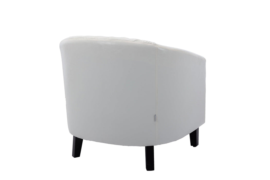 Barrel Chairs with Soft Padded Armrest, Club Chairs with nailheads and solid wood legs for Living Room Bedroom Waiting Room (White PU) - DTYStore