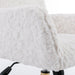 Furniture Office Chair,Artificial rabbit hair Home Office Chair with Golden Metal Base,Adjustable Desk Chair Swivel Office Chair,Vanity Chair(Beige) - DTYStore