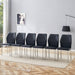 Luxury Simple Chair - Set of 6 BLACK PU Material High Resilience Dining Chair with Metal Silver Leg.The Chair Back Has a Vertical Stripe Design With Smooth And Uniform Lines. - DTYStore