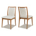 Scandi Upholstered Natural Light Brown Wood Dining Chair, Set of 2, White Pepper Stain Resistant High Performance Polyester - DTYStore
