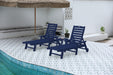 Lounge Chair with Side Table, 3-Piece Oversized Chaise Lounge Chair Set with Wood Texture,Navy Blue,All Weather Patio Lounge Chair with 5 Positions,Wheels&Cup Holder(include 2Lounge chairs and 1Table) - DTYStore