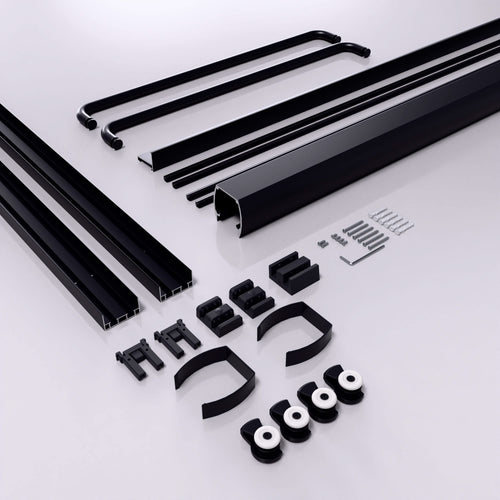 Modern Semi-Frameless Double Sliding Shower Door with Matte Black Finish, 1/4' SGCC Tempered Glass, 56'-60'W x 72'H - Image 12