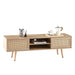 55.12" Rattan TV cabinet, double sliding doors for storage, adjustable shelf, solid wood legs, TV console for living room ,natural - DTYStore