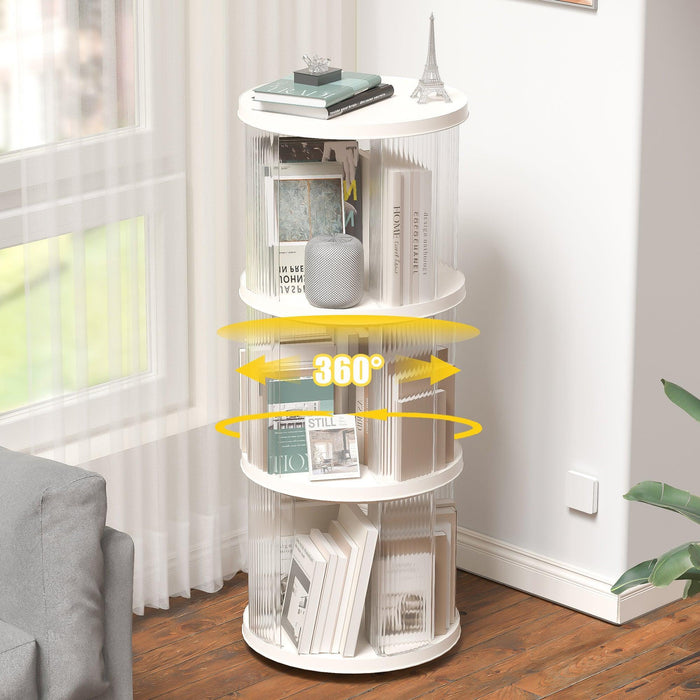 360Â° Rotating Bookshelf, Small Corner Bookcase, 3 & 4 Tier Floor Standing Organizer - DTYStore