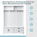 Modern Style Hall Tree with Storage Cabinet and 2 Large Drawers, Widen Mudroom Bench with 5 Coat Hooks, White - DTYStore