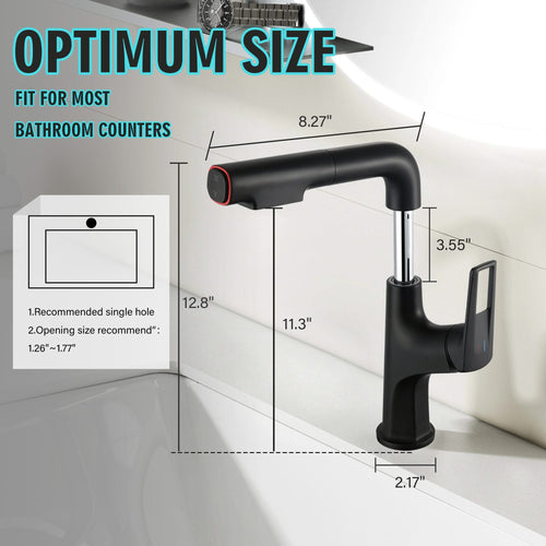 Matte Black Pull-Down Vessel Faucet with Lift Spout & Dual Spray Modes, Metal, Single Hole - Image 3
