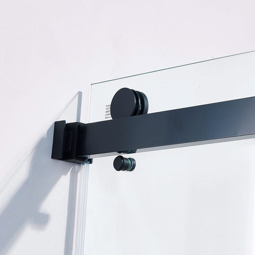 56-60'W x 60'H Frameless Double Sliding Tub Shower Door, 304 Stainless Steel in Matte Black, 5/16' (8mm) Thick SGCC Tempered Clear Glass. - Image 3