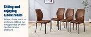 Luxury Simple Chair - Set of 6 Brown Technology Fabric Material High Resilience Dining Chair with Metal Black Leg.The Chair Back Has a Vertical Stripe Design With Smooth And Uniform Lines. - DTYStore