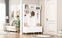 Modern Large Storage Hall Tree with Bench, Multi-functional Storage Bench with High Gloss Fluted Doors, Luxurious Coat Rack with 6 Gold Hooks and Legs for Entryway, Living Room, White - DTYStore