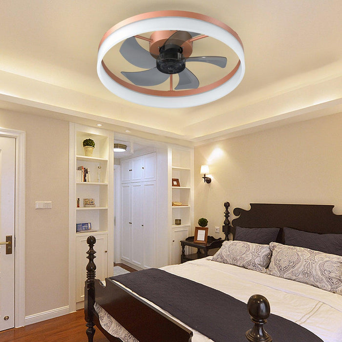 Ceiling Fans with Lights Dimmable LED Embedded installation of thin modern ceiling fans(Rose Gold) - DTYStore