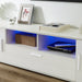 QuickassembleFashionTVstand,TVCabinet,entertainment center TV station,TVconsole,console with LED light belt, light belt can be remote control,with cabinets,open cells,for the living room,bedroom,white - DTYStore