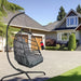 Swing Egg Chair with Stand Indoor Outdoor Wicker Rattan Patio Basket Hanging Chair with C Type bracket , with cushion and pillow,Patio Wicker folding Hanging Chair( Special construction cup holder - DTYStore
