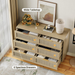 Rattan 6 Drawer Dresser for Bedroom, Wood Dresser & Chest of Drawers with Metal Handles 51" - DTYStore