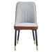 A modern dining chair with a light gray brown dual tone PU leather backrest and black metal legs, suitable for kitchens, bedrooms, and offices. Set of 4 pieces (light gray+brown+PU)C-007 W1151118958 - DTYStore
