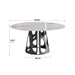 59.05" Round Marble Dining Table with Black Iron Metal Base, Artificial Marble for 6-8 People, Dining Room/Living Room Kitchen Dining Table,White (Dining Table Only) - DTYStore