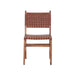 Upholstered Dining Chair Set of 2, Genuine Leather Woven Side Chair, Rustic Hardwood Frame, Brown - DTYStore