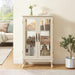2 Doors Curio Cabinet with Tempered Glass Doors, Curio Cabinets with Mirrored Back Panel and Adjustable Shelves, Lighted Display Cabinet for Home, Office Light Bulb Included White - DTYStore
