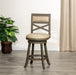 24' Counter Height X-Back Swivel Stool, Weathered Gray Finish, French Gray Leather Seat - DTYStore