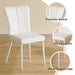 Modern minimalist dining chair, white PU leather curved back and seat cushion, white metal chair legs, suitable for dining room, bedroom, living room. A set of 2 chairs. 008 - DTYStore