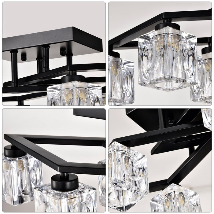 6-Light Crystal Ceiling Light for Dining Room, Modern Ceiling Lamp with Light Fixture For Farmhouse Entryway Living Room (6*G9 Bulbs Included) - DTYStore