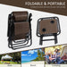 Outsunny Zero Gravity Chair Set with Side Table, Folding Reclining Chair with Cupholders & Pillows, Adjustable Lounge Chair for Pool, Backyard, Lawn, Beach, Brown - DTYStore