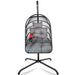 Swing Egg Chair with Stand Indoor Outdoor Wicker Rattan Patio Basket Hanging Chair with C Type bracket , with cushion and pillow,Patio Wicker folding Hanging Chair( Special construction cup holder - DTYStore