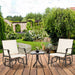 Outsunny 3 Piece Outdoor Glider Chair with Coffee Table Bistro Set, 2 Patio Rocking Swing Chairs with Breathable Sling Fabric, Glass Tabletop, for Backyard, Garden and Porch, Cream White - DTYStore
