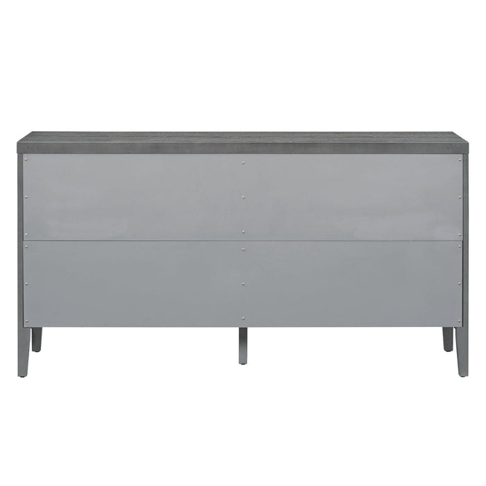 Retro Sideboard Door with Circular Groove Design and Round Metal Door Handle for Entrance, Dining Room, Living Room