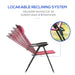 Outsunny Folding Patio Chairs Set of 2, Outdoor Deck Chair with Adjustable Sling Back, Camping Chair with Removable Headrest for Garden, Backyard, Lawn, Red - DTYStore