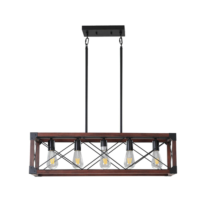 5-Light Retro Farmhouse Chandelier For Kitchen, Living room, Dining room Red(No Bulbs) - DTYStore