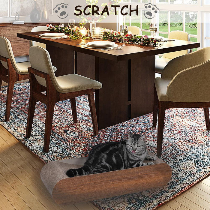 Cat Scratcher, Cardboard Lounge Bed, Bone Shape Design, Recyclable Corrugated Scratching Pad, Stable and Durable, Furniture Protector, Reversible, Wood
