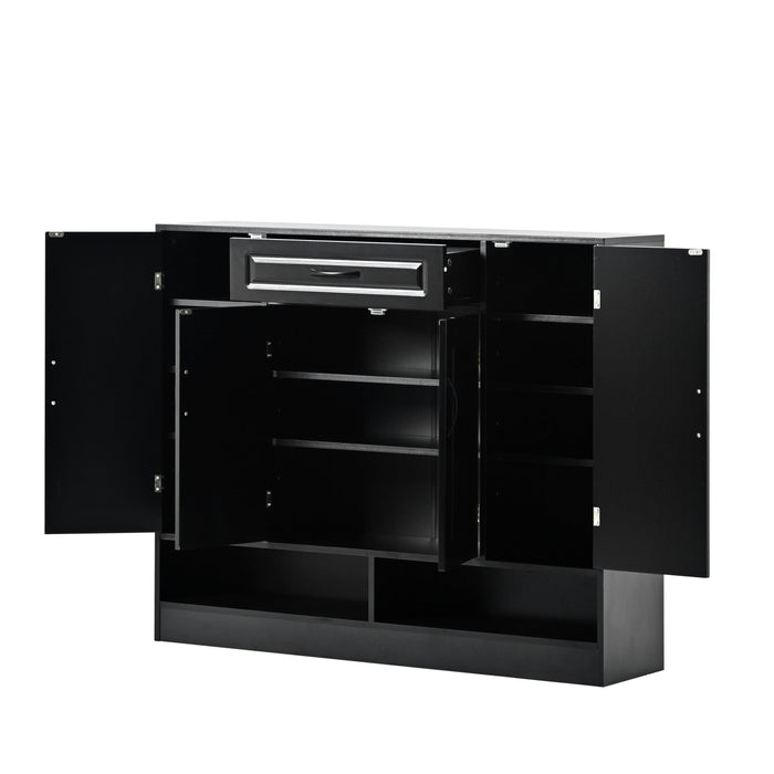 Sleek and Modern Shoe Cabinet with Adjustable Shelves, Minimalist Shoe Storage Organizer with Sturdy Top Surface, Space-saving Design Side Board for Various Sizes of Items, Black - DTYStore
