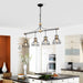 Dining Room Light Fixture/Chandelier Over Table, 40-Inch Hanging for Farmhouse Linear Chandeliers,4-Light Kitchen Island Lighting,Matte Black and Matte Gold Ceiling Chandelier,with Metal lampshade - DTYStore