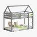 Twin over Twin Rubber Wood Floor Bunk Bed, with ladder,Guardrails,House-Shaped-Bunk Bed,Grey - DTYStore