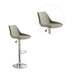 Dining Kitchen Adjustable Bar stool Chair Light Grey Wax Polyurethane Leather Chrome Base Modern Set of 2 Chairs / Bar Stool - DTYStore